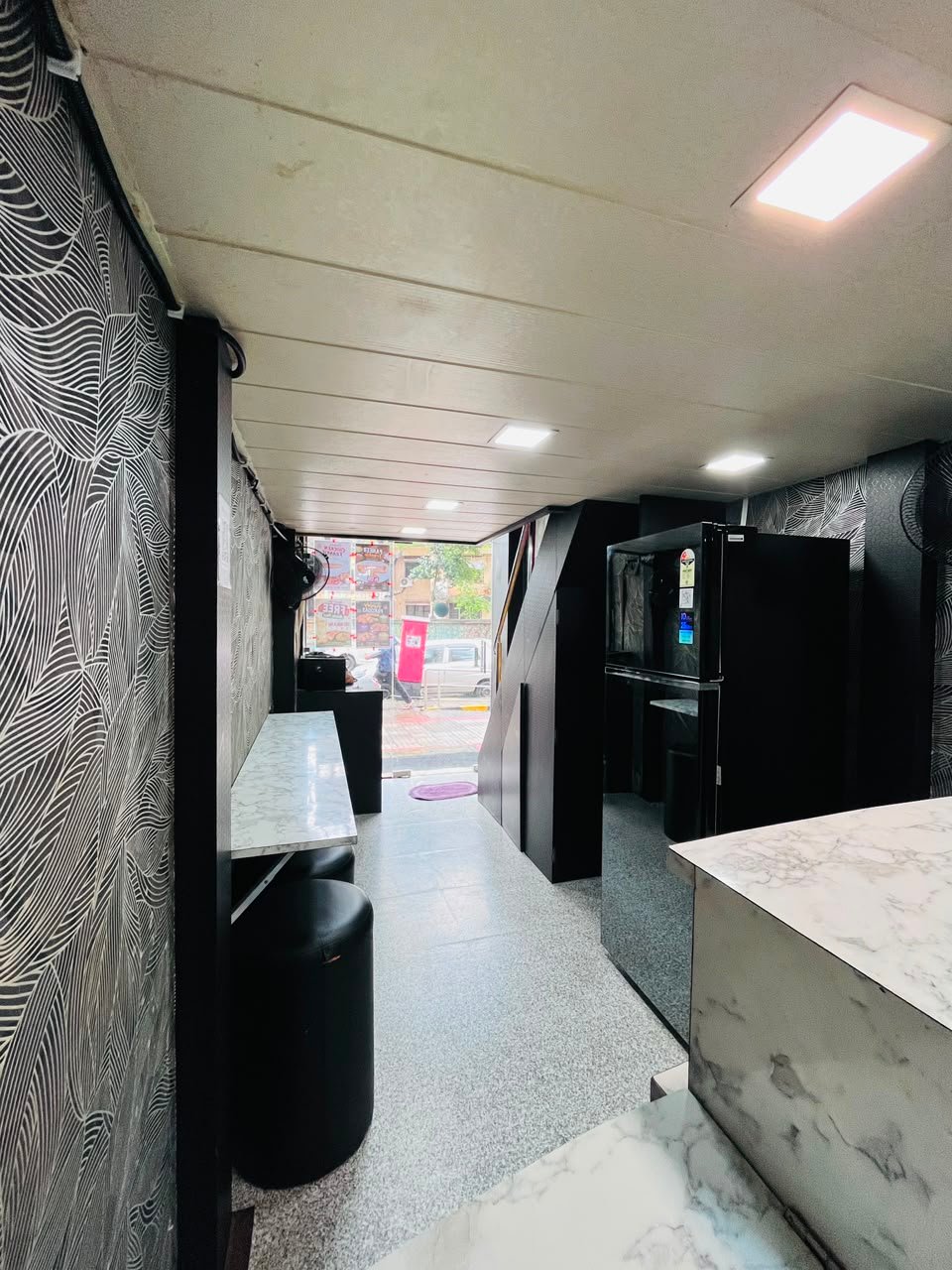 Restaurant entrance and seating
